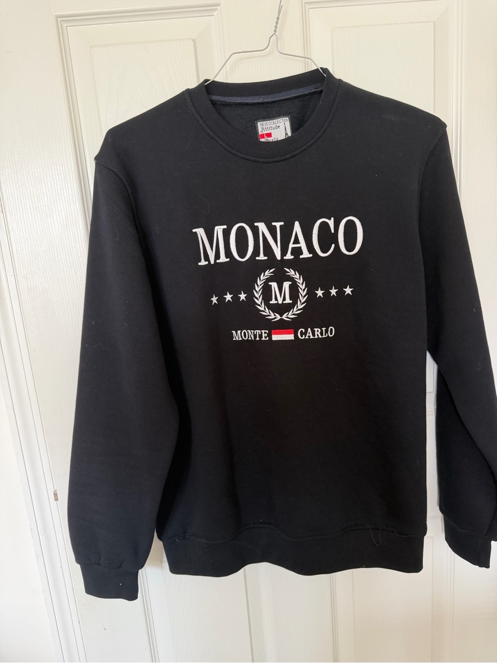 Club Monaco Black Crewneck Sweatshirt with White Logo